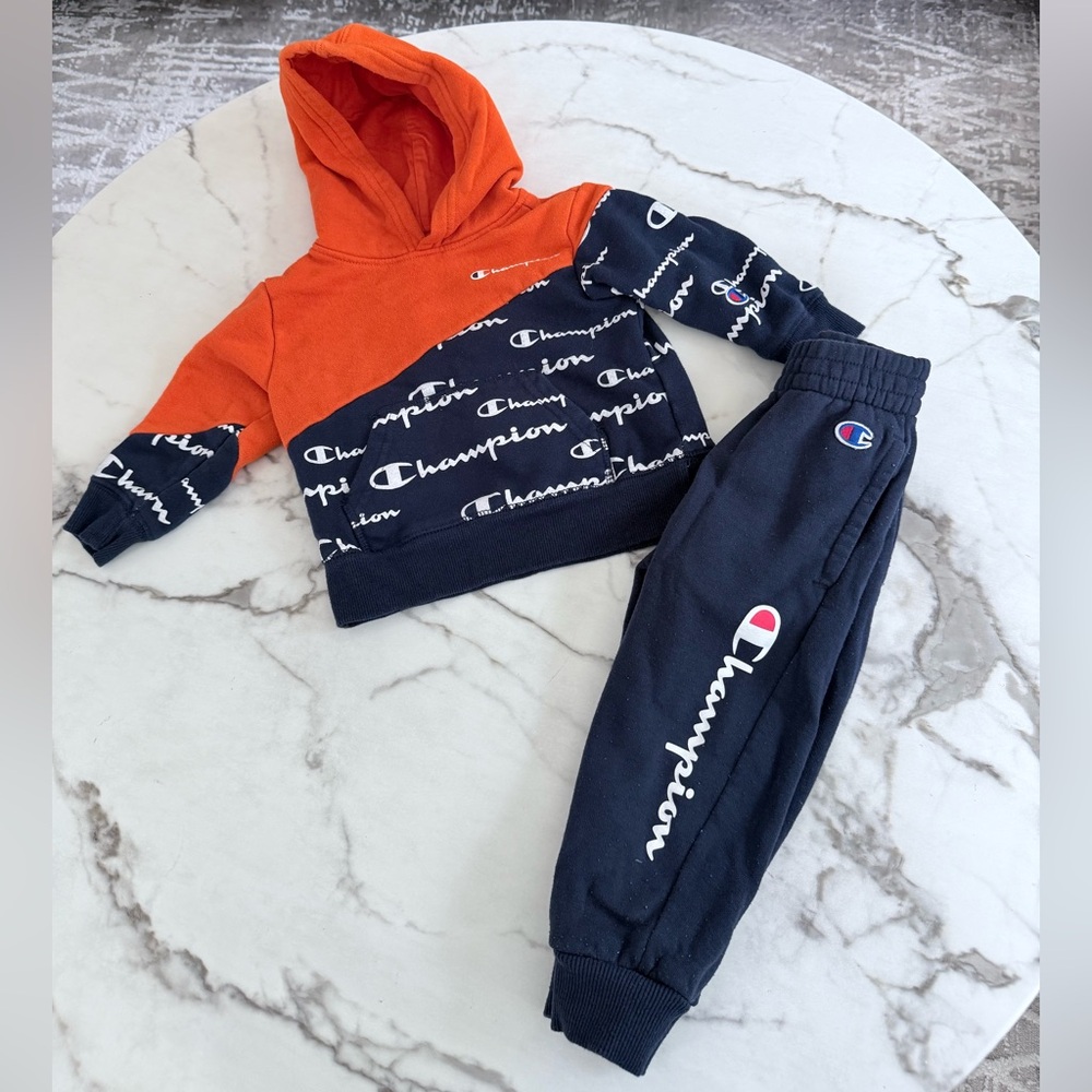 Champion Kids' Orange and Navy Jogger Set